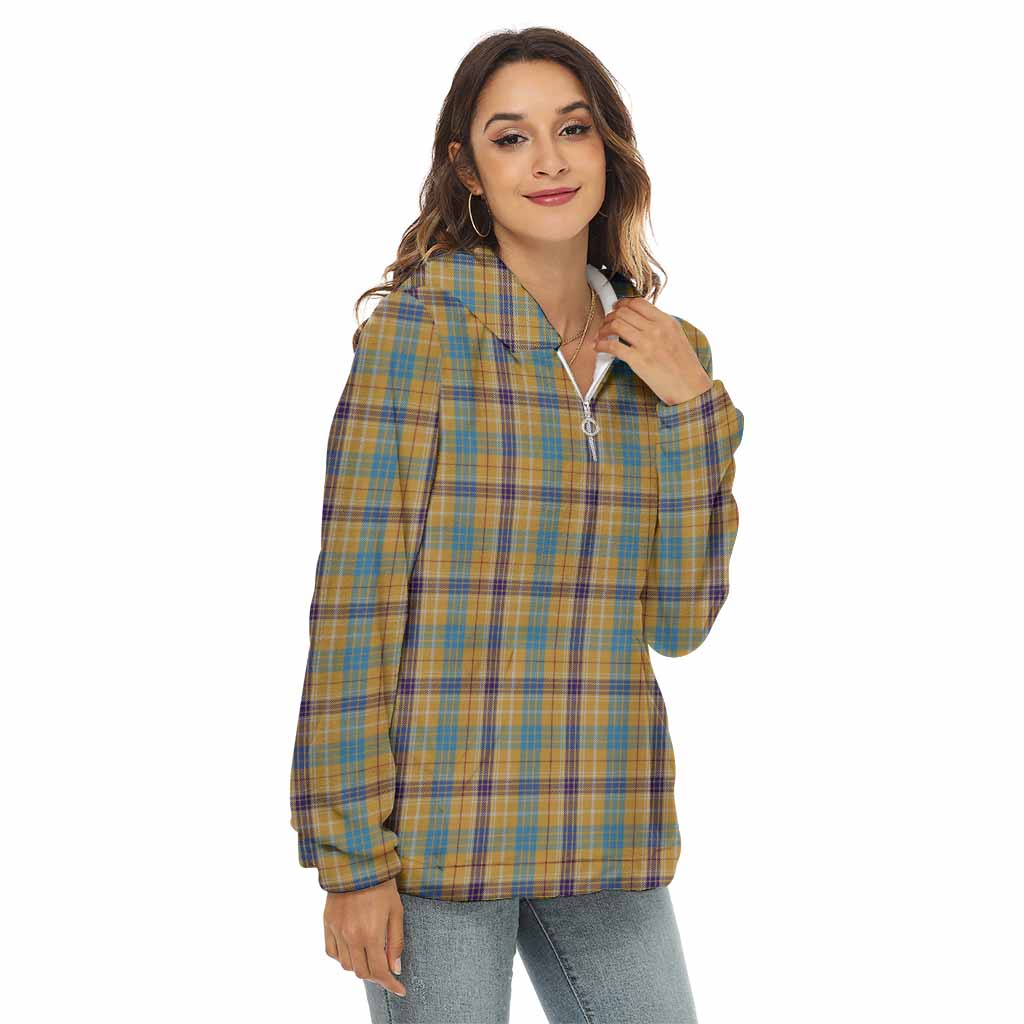 Tartan Vibes Clothing Ottawa Canada Tartan Women's Borg  Half Zip Fleece Hoodie