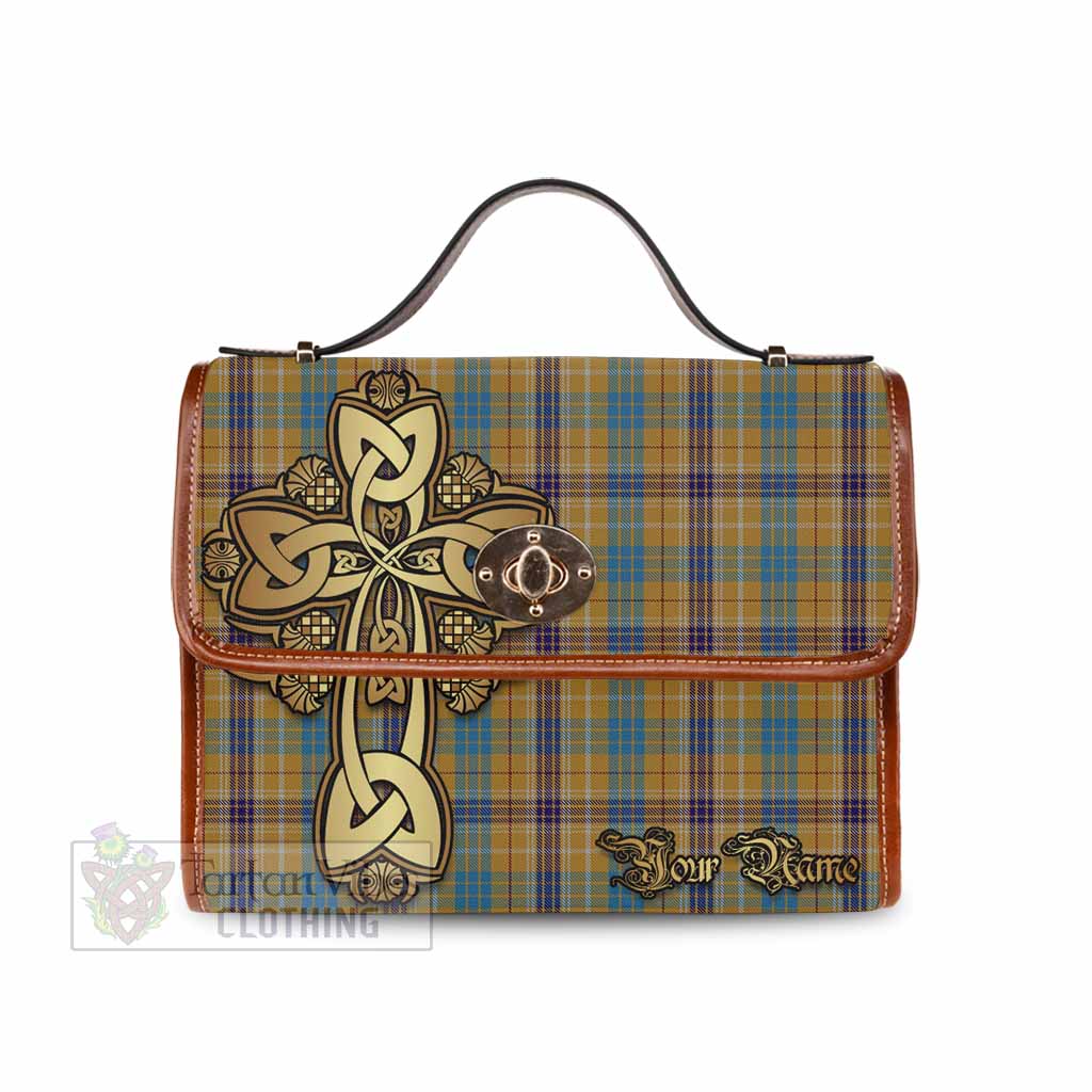 Tartan Vibes Clothing Ottawa Canada Tartan Waterproof Canvas Bag Golden Thistle Celtic Cross Style