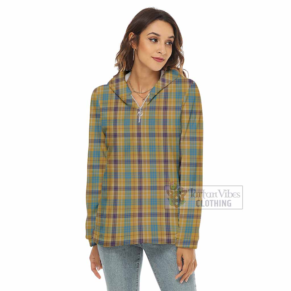 Tartan Vibes Clothing Ottawa Canada Tartan Women's Borg  Half Zip Fleece Hoodie