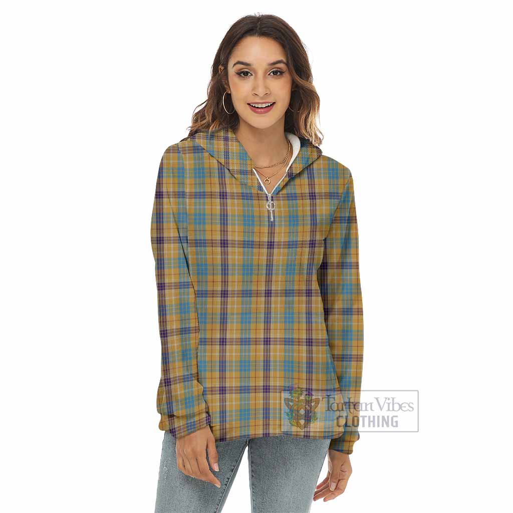 Tartan Vibes Clothing Ottawa Canada Tartan Women's Borg  Half Zip Fleece Hoodie