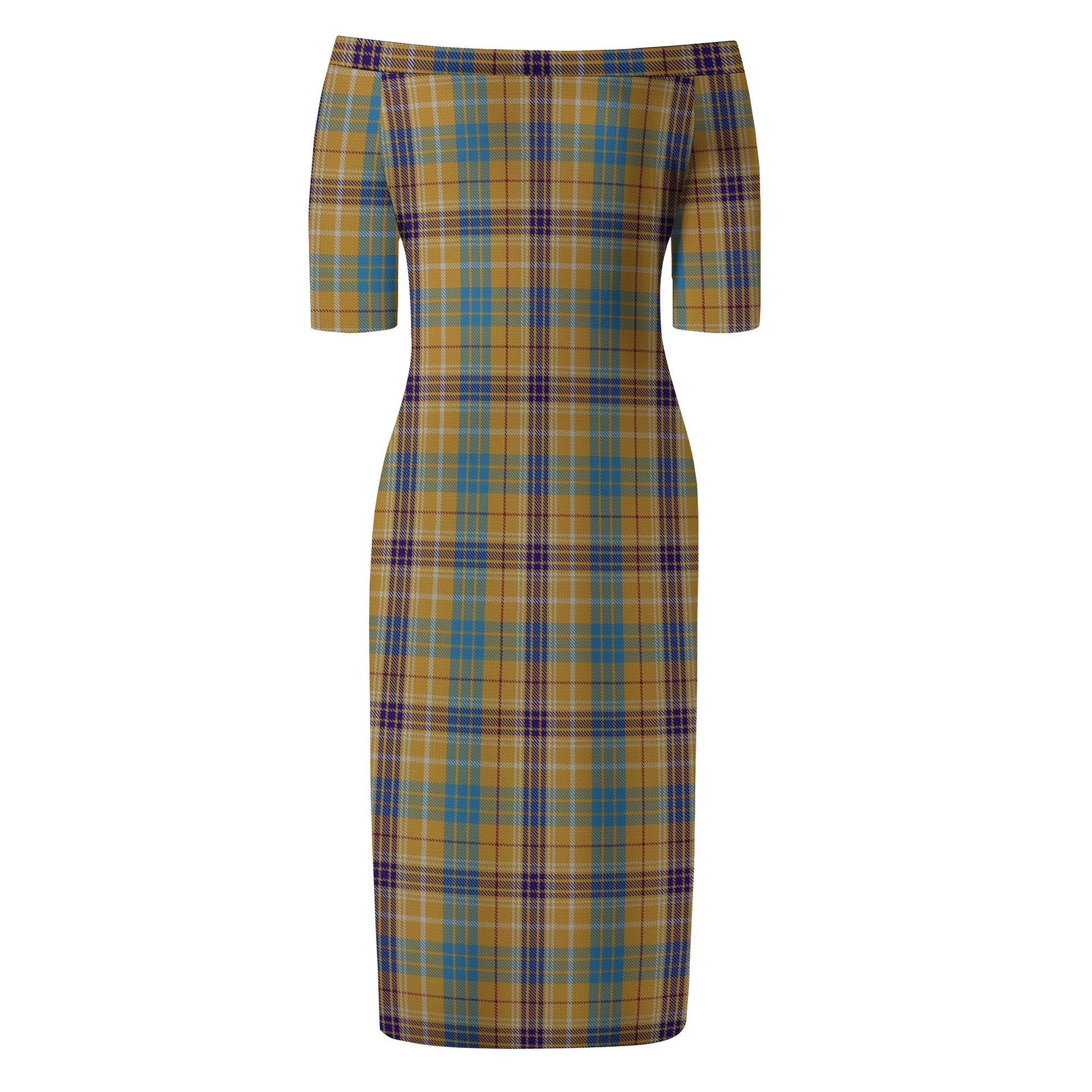 Ottawa Canada Tartan Off Shoulder Lady Dress - Tartanvibesclothing