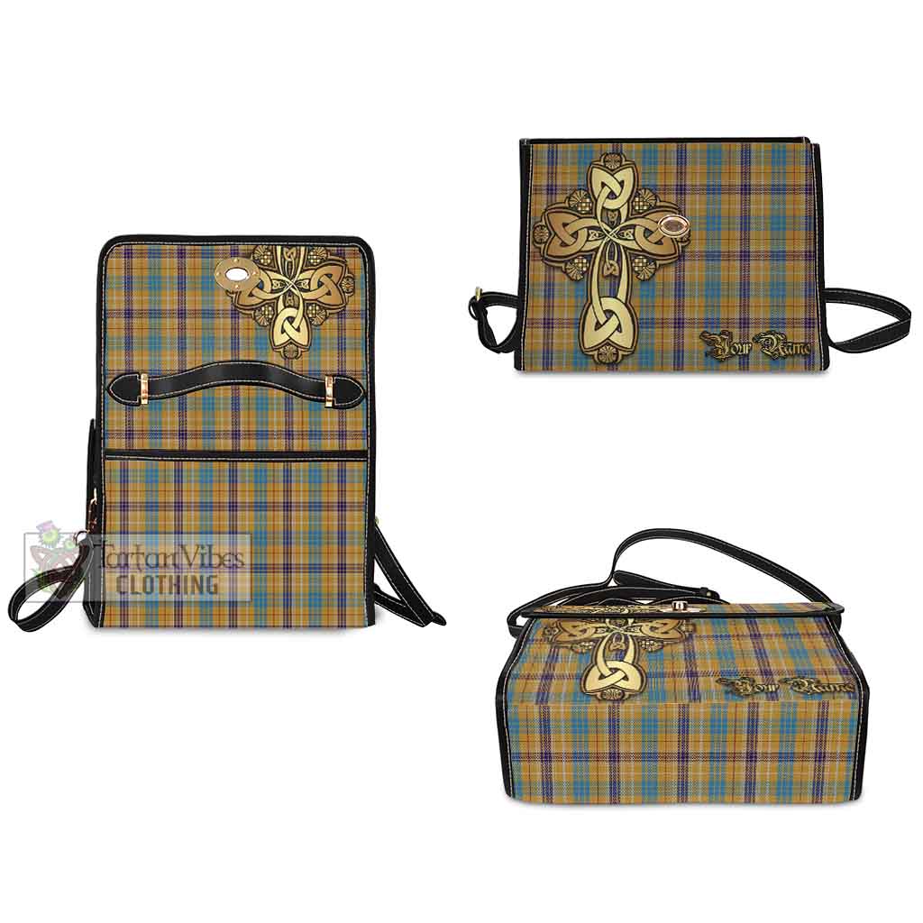 Tartan Vibes Clothing Ottawa Canada Tartan Waterproof Canvas Bag Golden Thistle Celtic Cross Style