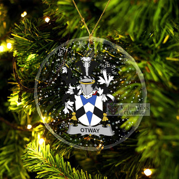 Otway Irish Clan Christmas Glass Ornament with Coat of Arms