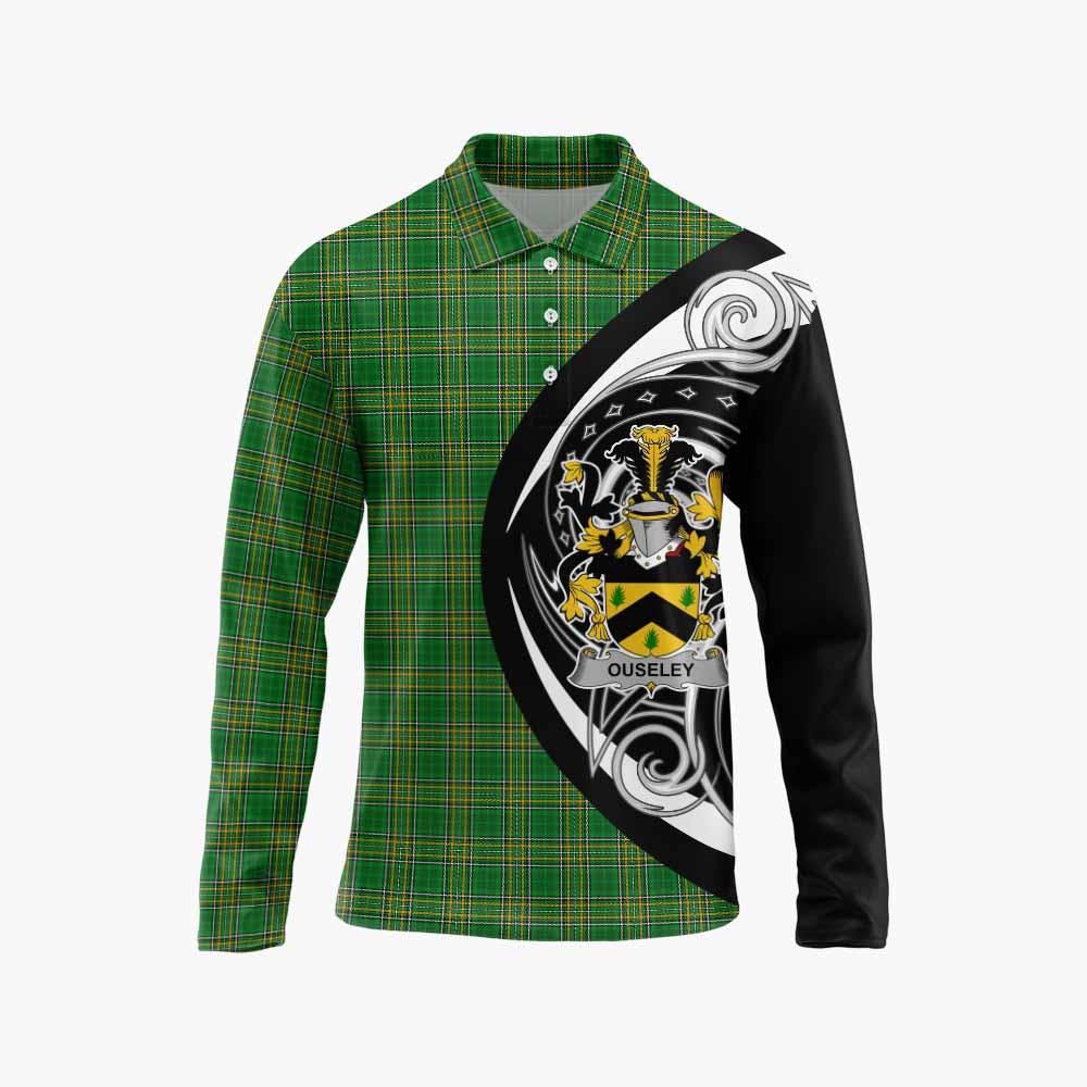 Ouseley Irish Clan Long Sleeve Polo Shirt Celtic Circle Style Unisex - Tartan Vibes Clothing