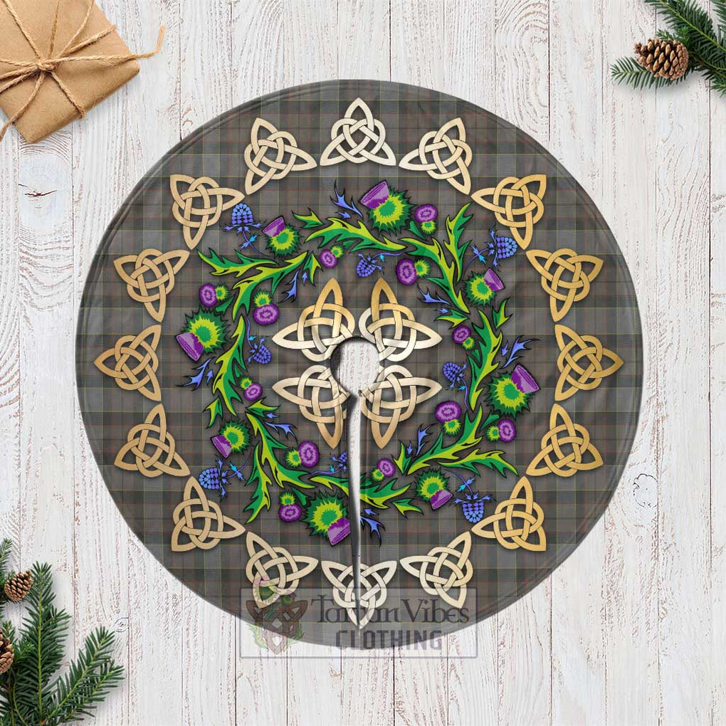 Outlander Tartan Christmas Tree Skirt with Thistle Celtic Knot Style Casual Tree Skirts - Tartan Vibes Clothing