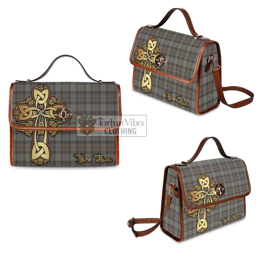 Outlander Tartan Waterproof Canvas Bag Golden Thistle Celtic Cross Style - Tartan Vibes Clothing