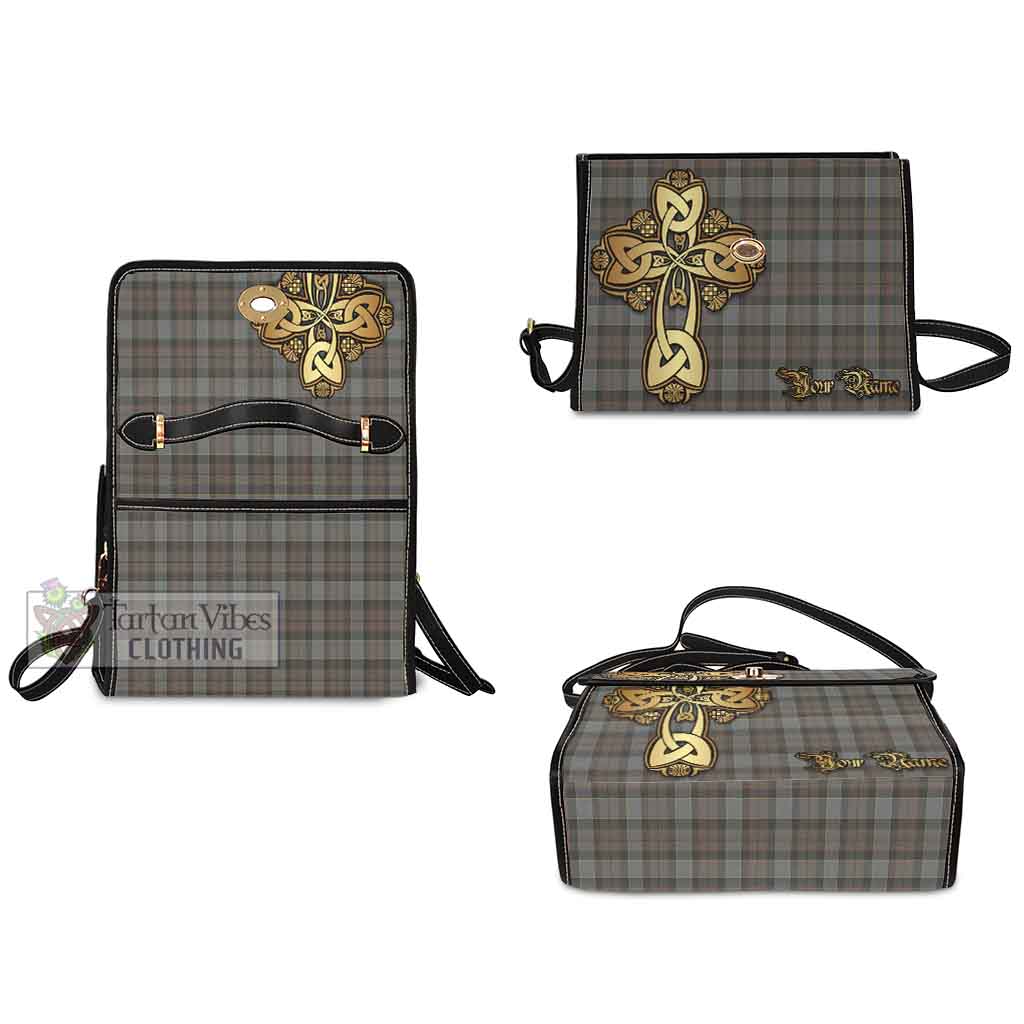 Outlander Tartan Waterproof Canvas Bag Golden Thistle Celtic Cross Style - Tartan Vibes Clothing