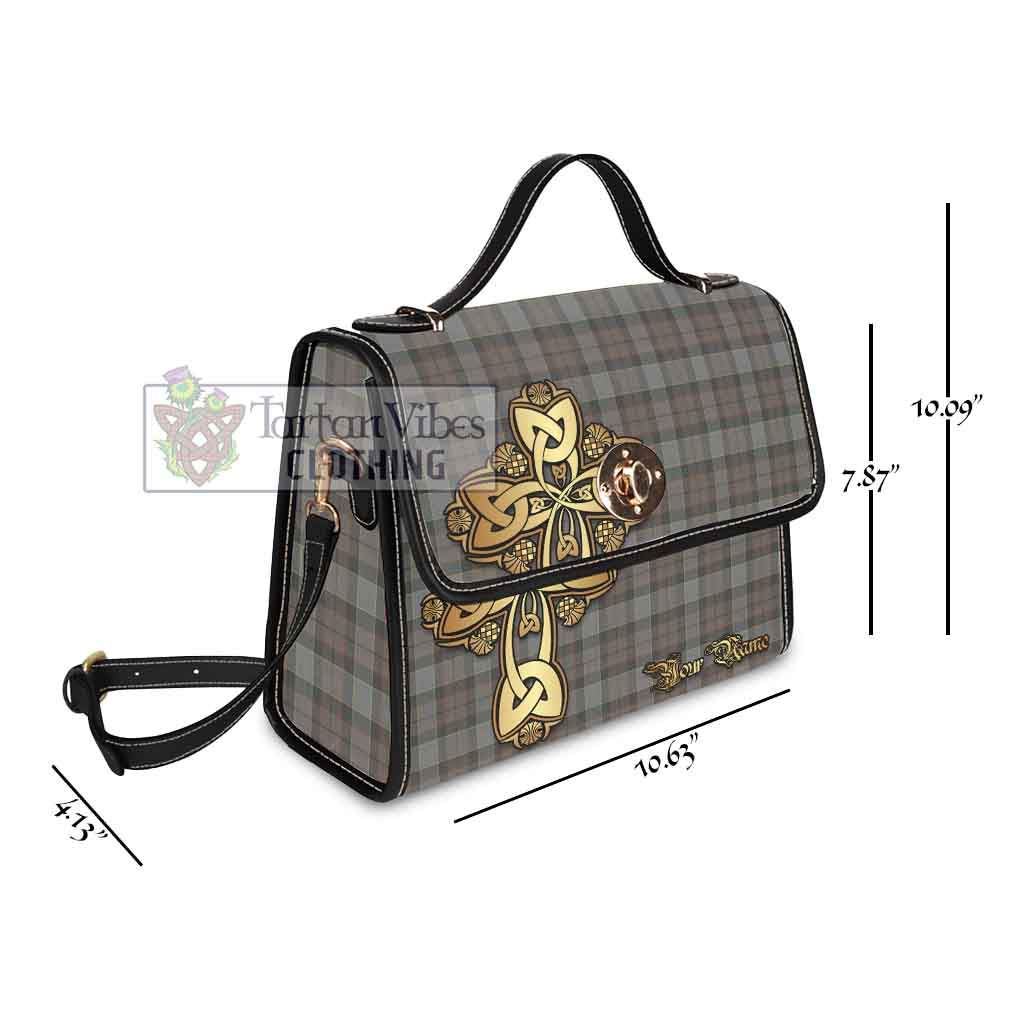 Outlander Tartan Waterproof Canvas Bag Golden Thistle Celtic Cross Style - Tartan Vibes Clothing