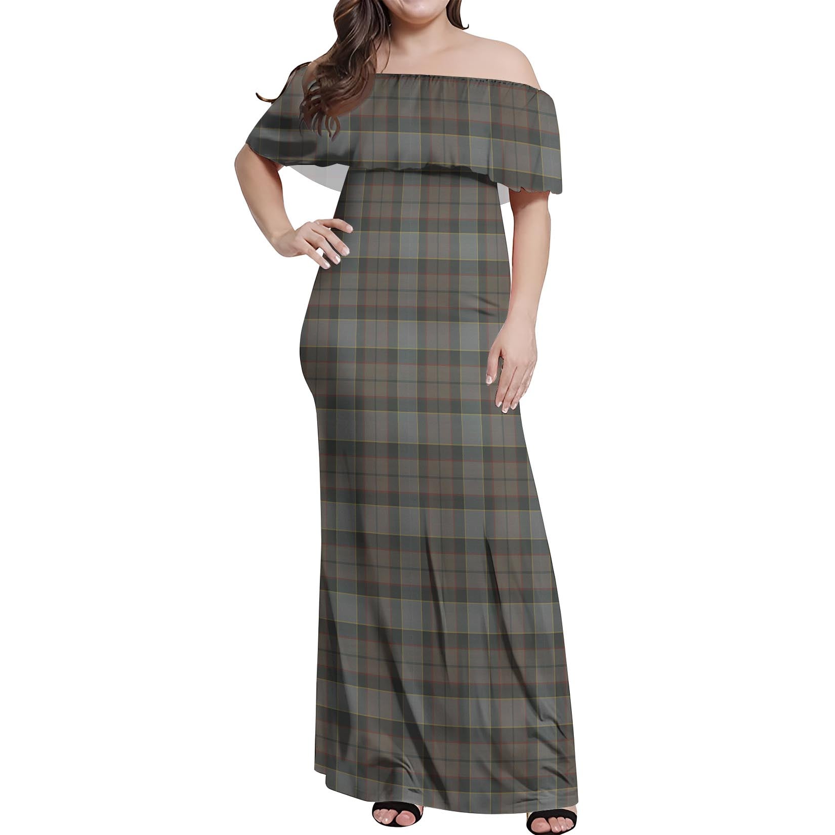 Outlander Fraser Tartan Off Shoulder Long Dress Women's Dress - Tartanvibesclothing