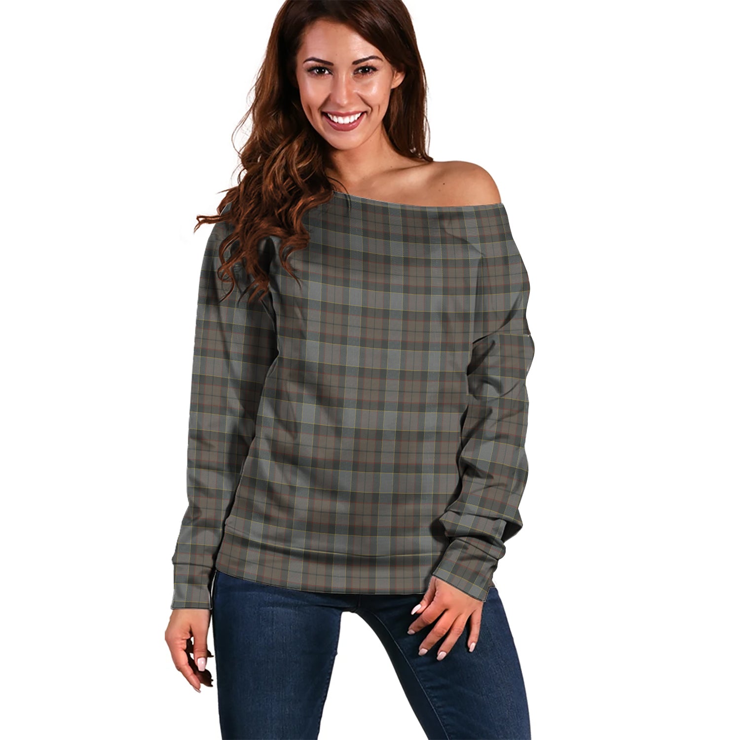 Outlander Fraser Tartan Off Shoulder Women Sweater Women - Tartanvibesclothing