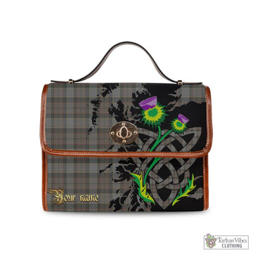 Outlander Tartan Waterproof Canvas Bag with Scotland Map and Thistle Celtic Accents