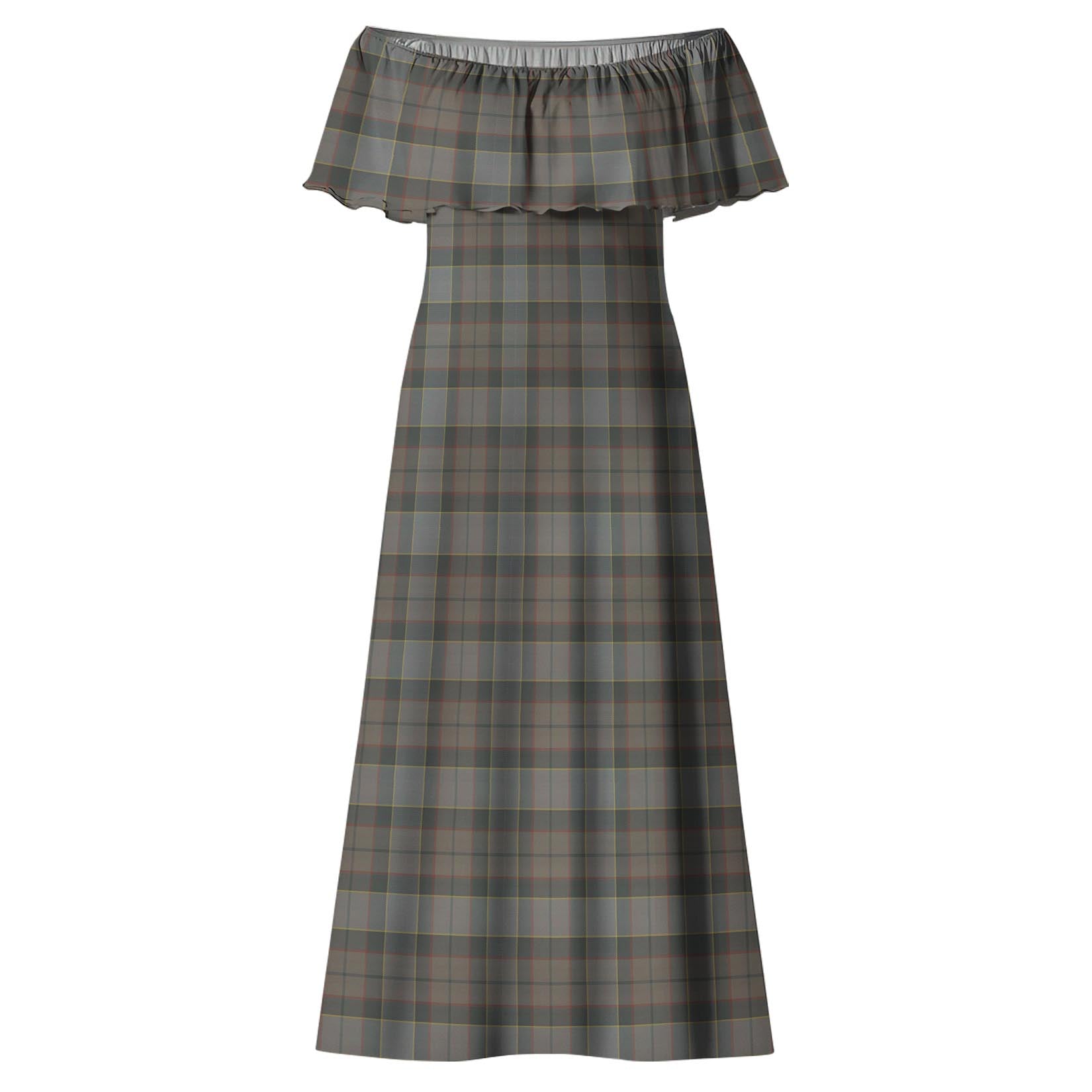 Outlander Fraser Tartan Off Shoulder Long Dress - Tartanvibesclothing