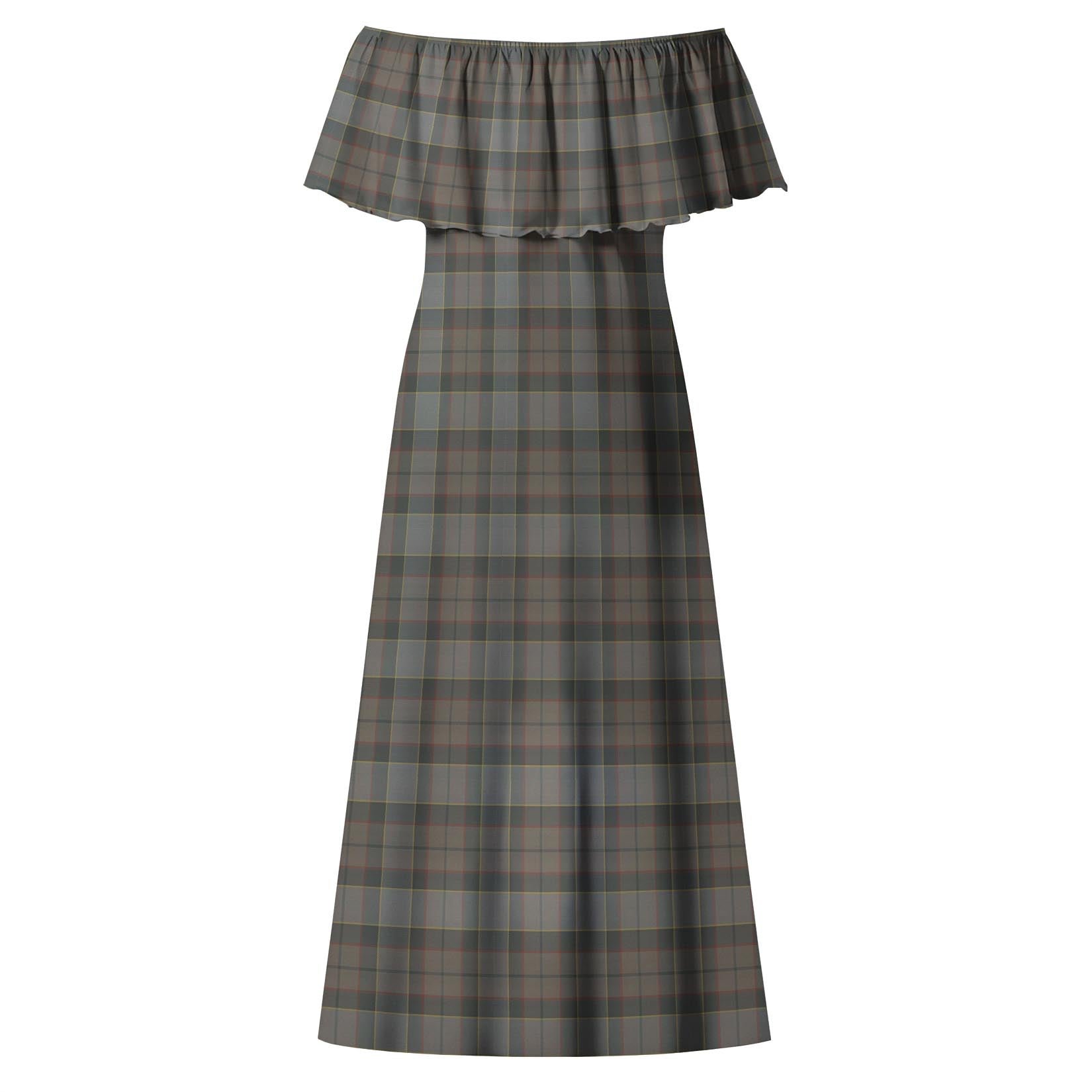 Outlander Fraser Tartan Off Shoulder Long Dress - Tartanvibesclothing