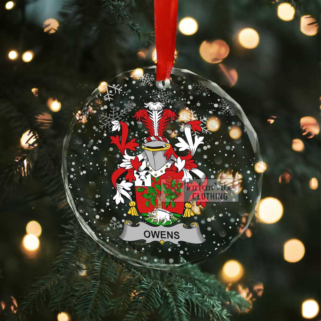 Owens Irish Clan Christmas Glass Ornament with Coat of Arms - 2D-tartanvibesclothing