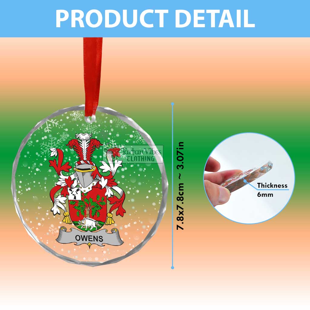Owens Irish Clan Christmas Glass Ornament with Coat of Arms - 2D-tartanvibesclothing