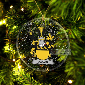 Owgan Irish Clan Christmas Glass Ornament with Coat of Arms