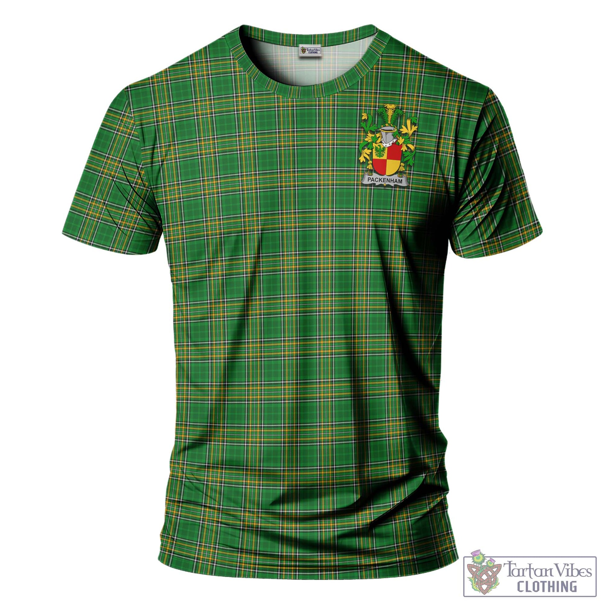 Tartan Vibes Clothing Packenham Ireland Clan Tartan T-Shirt with Family Seal