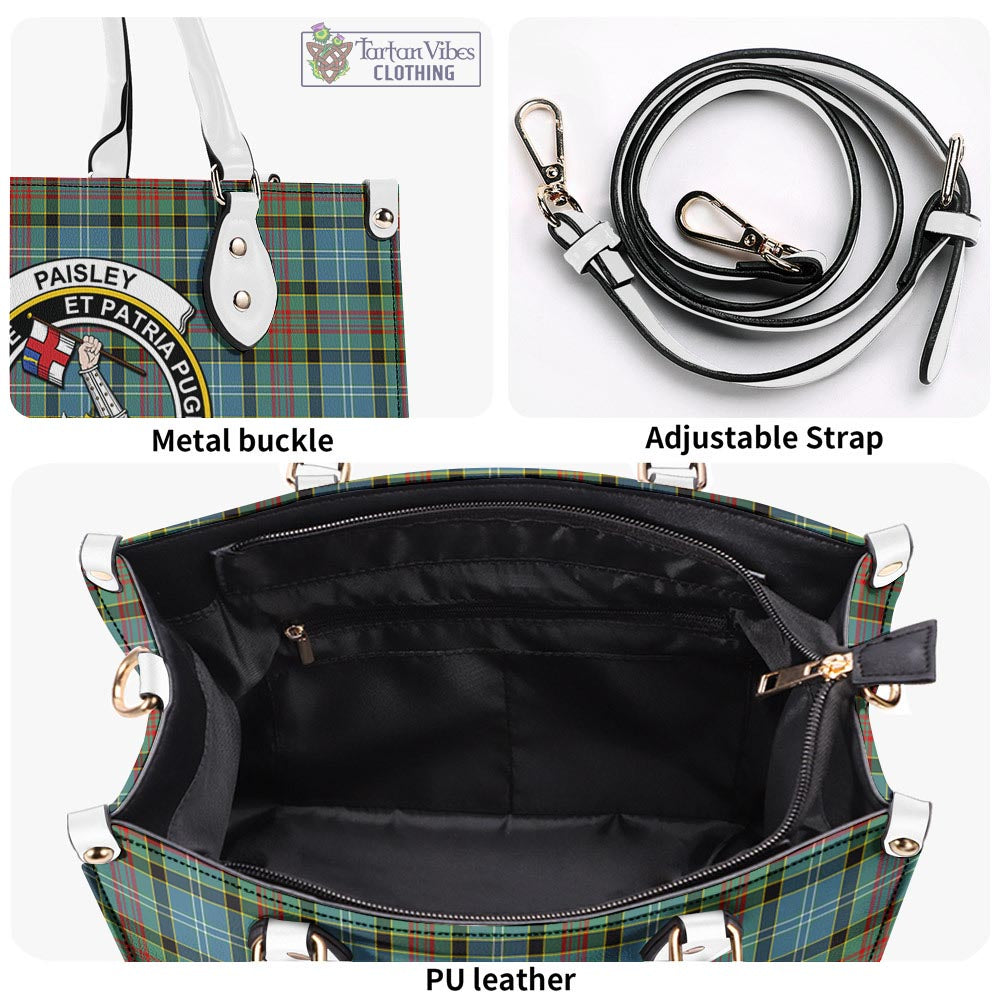 Tartan Vibes Clothing Paisley Tartan Luxury Leather Handbags with Family Crest