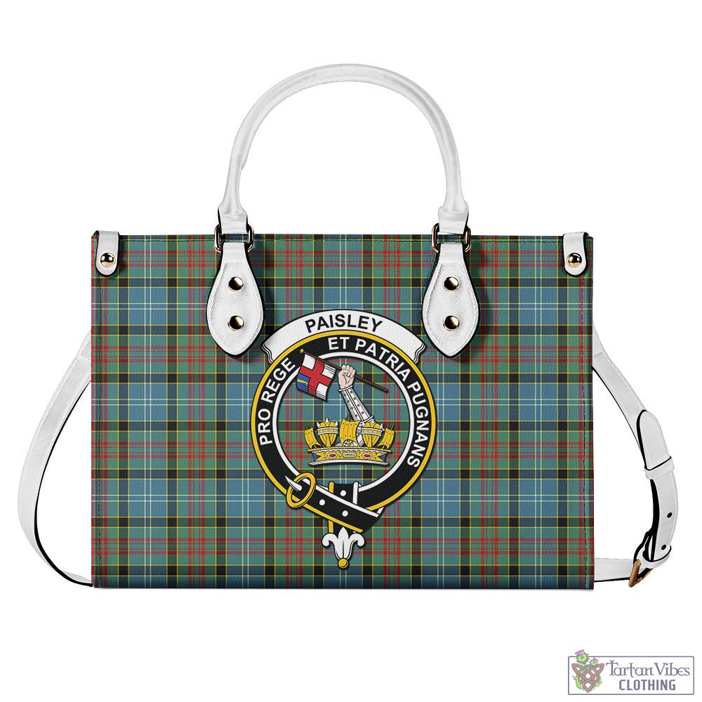 Tartan Vibes Clothing Paisley Tartan Luxury Leather Handbags with Family Crest