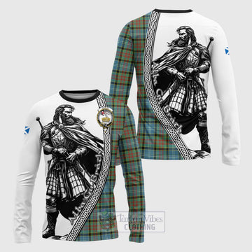 Paisley Tartan Clan Crest Long Sleeve T-Shirt with Highlander Warrior Celtic Style