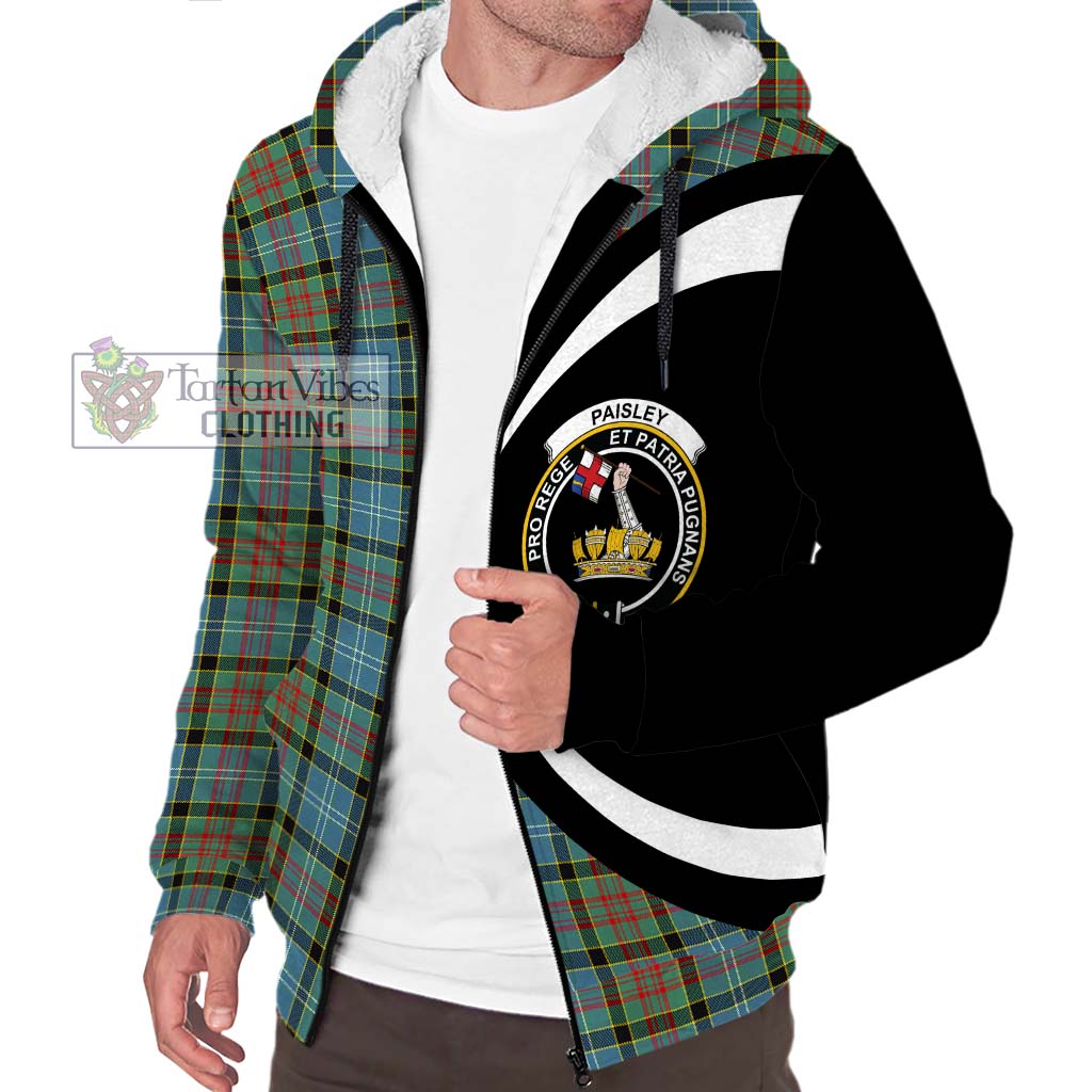 Paisley Tartan Sherpa Hoodie with Family Crest Circle Style Unisex S - Tartan Vibes Clothing