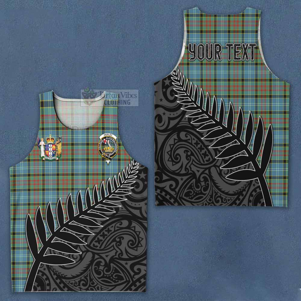 Tartan Vibes Clothing Paisley Crest Tartan Men's Tank Top with New Zealand Silver Fern Half Style