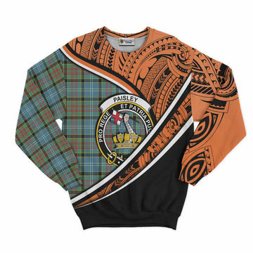 Paisley Crest Tartan Sweatshirt with Polynesian Vibes Style - Orange Version