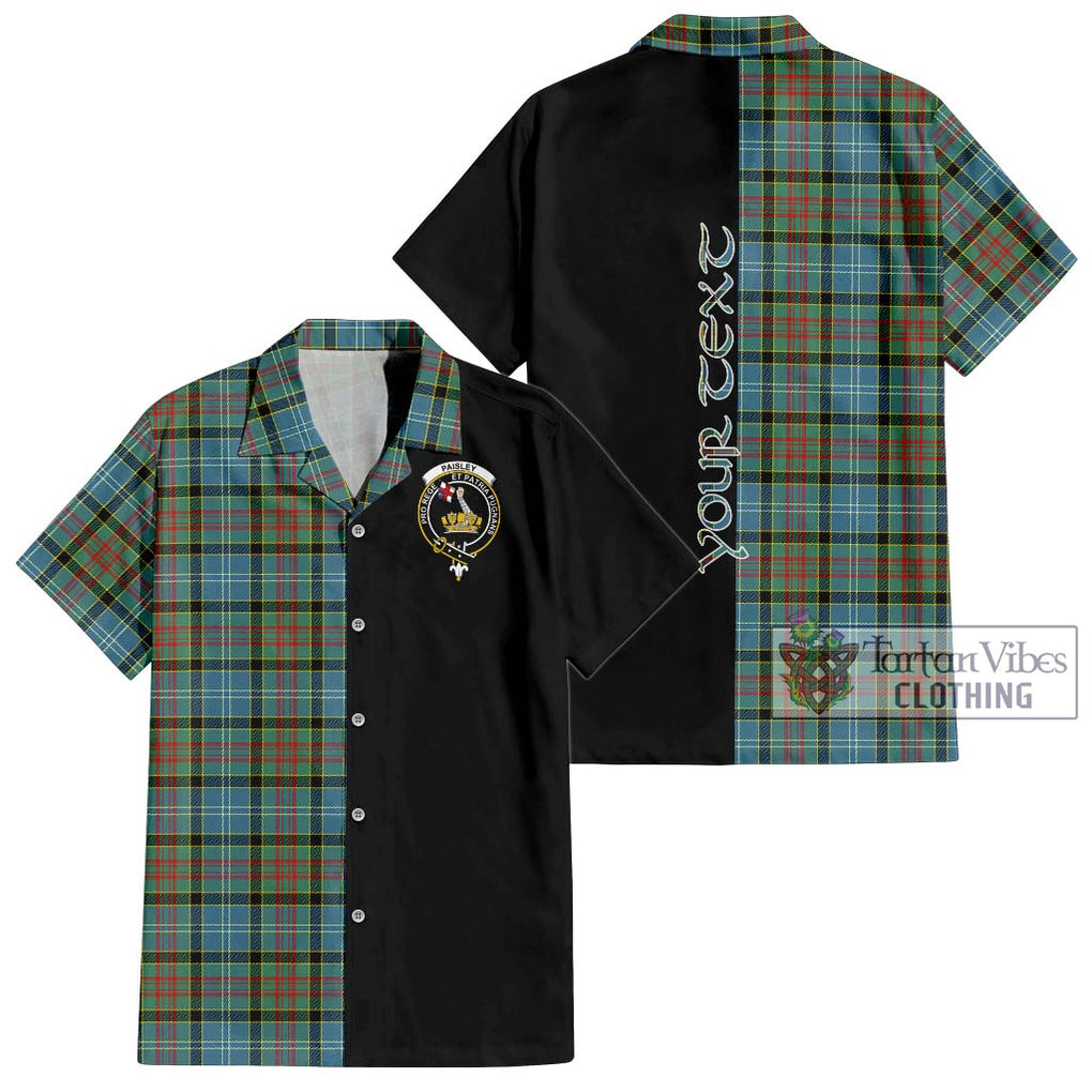 Paisley Tartan Short Sleeve Button Shirt with Family Crest and Half Of Me Style Kid - Tartanvibesclothing Shop