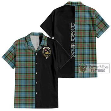 Paisley Tartan Short Sleeve Button Shirt with Family Crest and Half Of Me Style