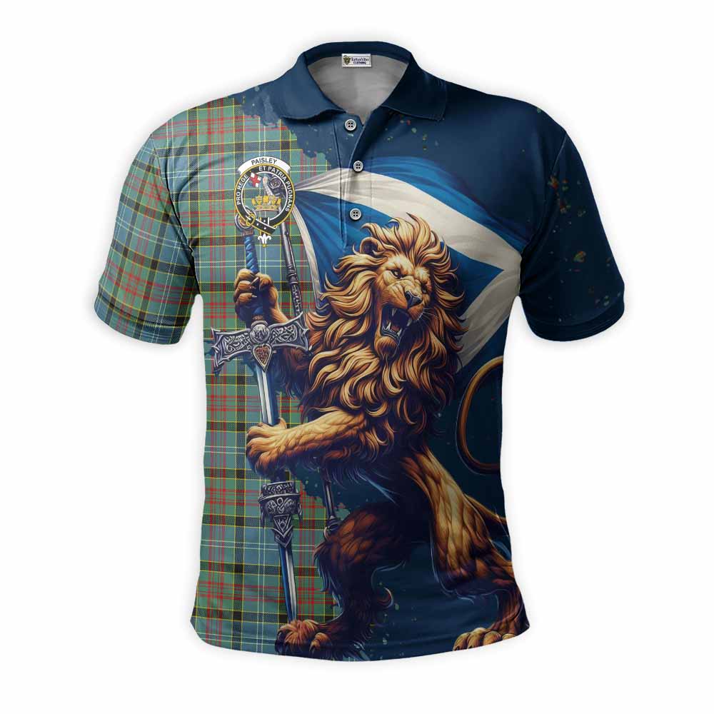 Tartan Vibes Clothing Paisley Tartan Family Crest Men's Polo Shirt with Scottish Majestic Lion