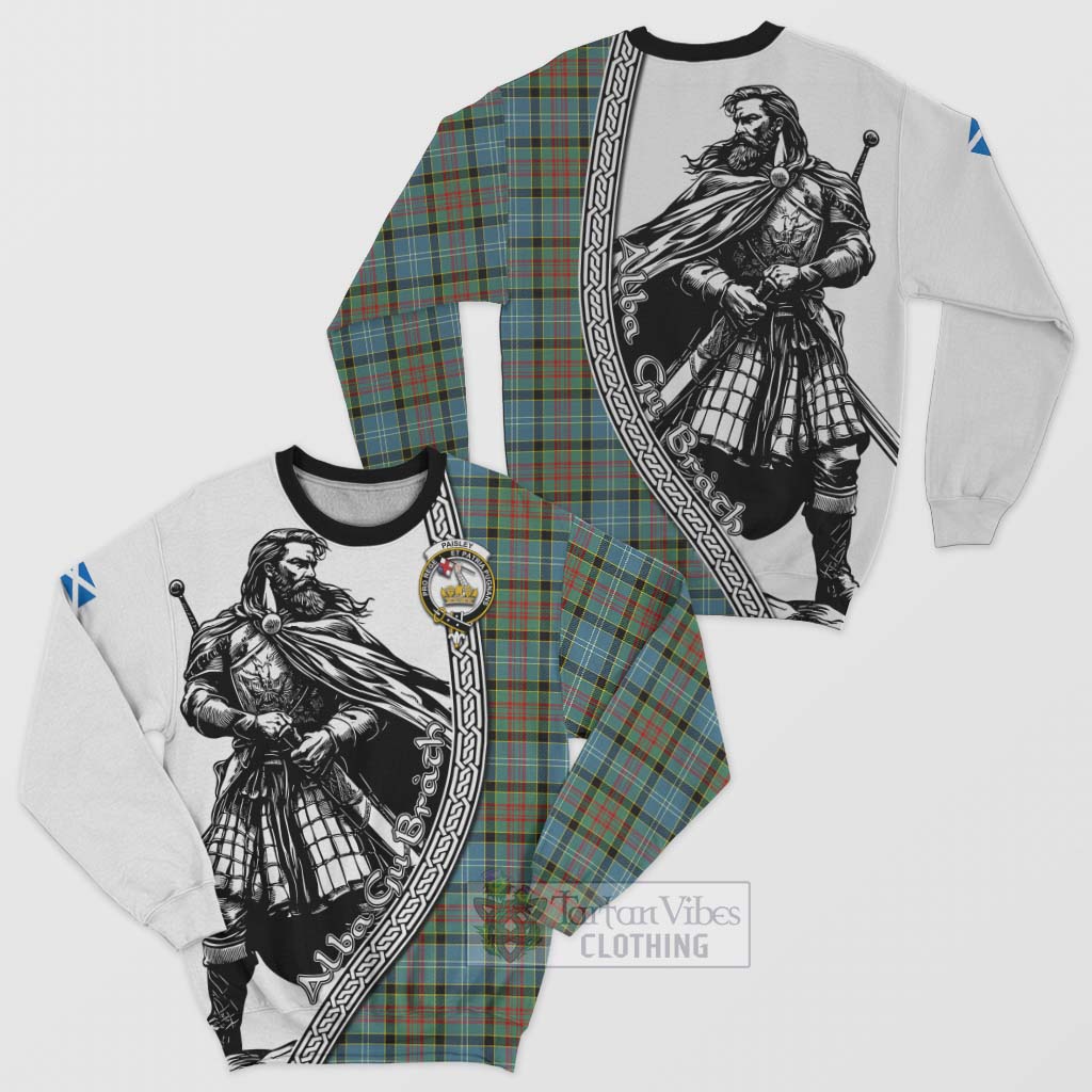 Tartan Vibes Clothing Paisley Tartan Clan Crest Sweatshirt with Highlander Warrior Celtic Style