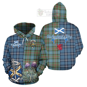 Paisley Tartan Hoodie Happy St. Andrew's Day Half Tartan Style