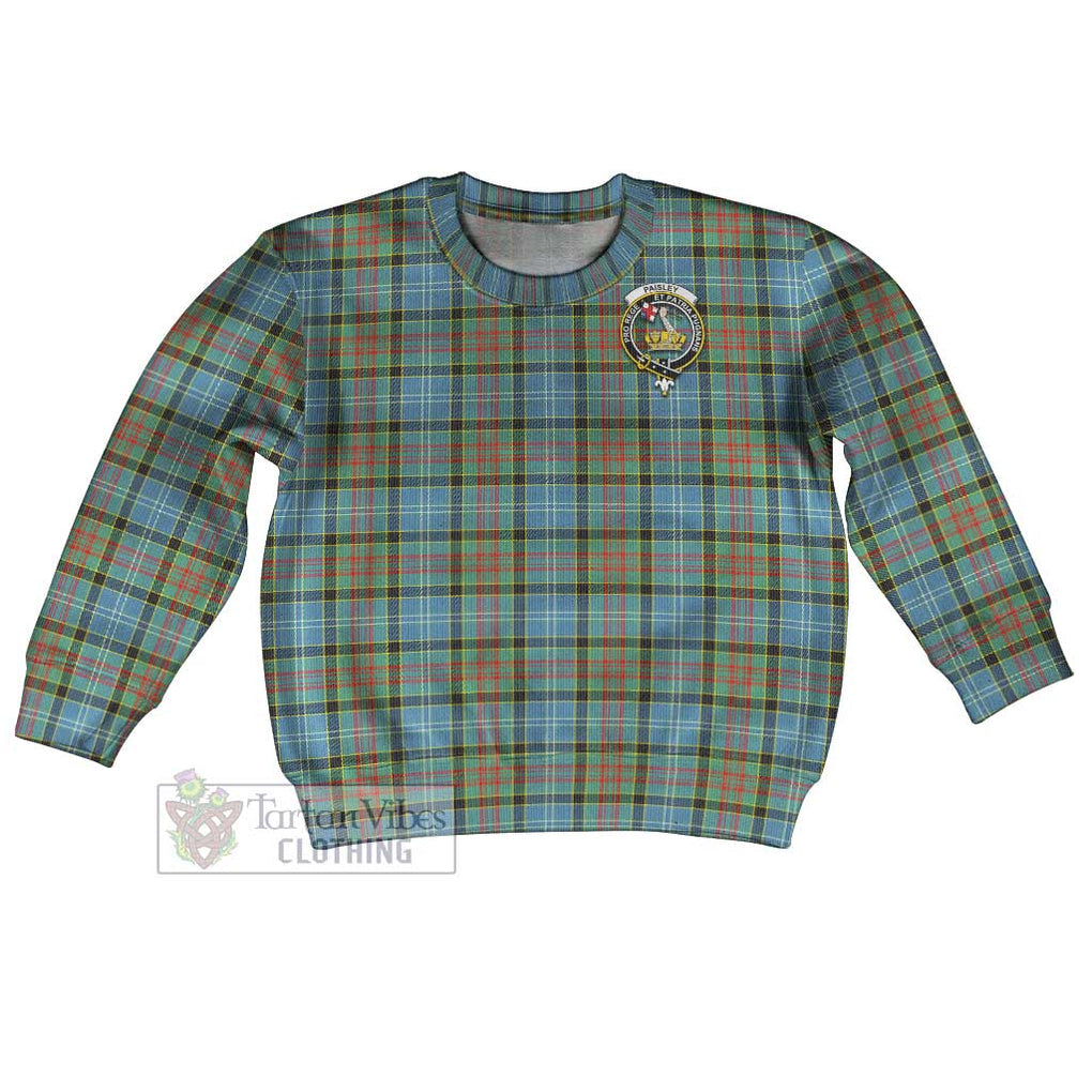 Tartan Vibes Clothing Paisley Tartan Kid Ugly Sweater with Family Crest