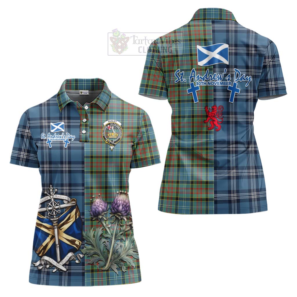 Tartan Vibes Clothing Paisley Tartan Women's Polo Shirt Happy St. Andrew's Day Half Tartan Style