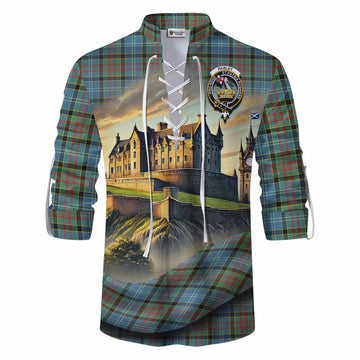 Paisley Tartan Family Crest Ghillie Kilt Shirt with Scottish Ancient Castle Style Men - Tartan Vibes Clothing