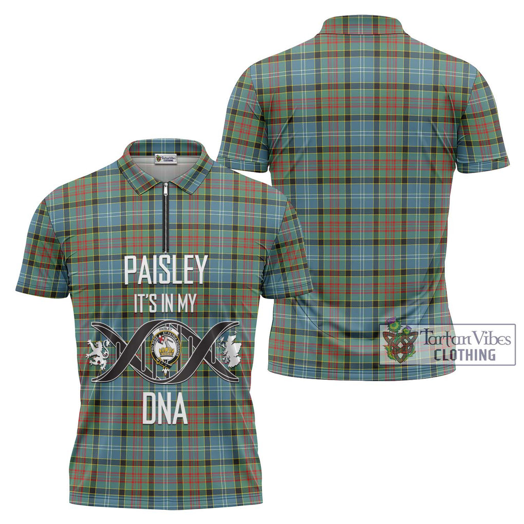 Paisley Tartan Zipper Polo Shirt with Family Crest DNA In Me Style Unisex - Tartanvibesclothing Shop