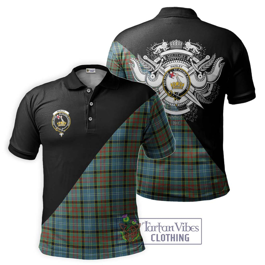 Paisley Tartan Polo Shirt with Family Crest and Military Logo Style Kid - Tartanvibesclothing Shop