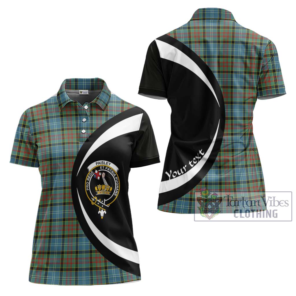 Paisley Tartan Women's Polo Shirt with Family Crest Circle Style Women - Tartan Vibes Clothing