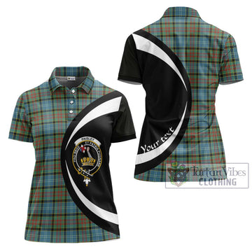 Paisley Tartan Women's Polo Shirt with Family Crest Circle Style