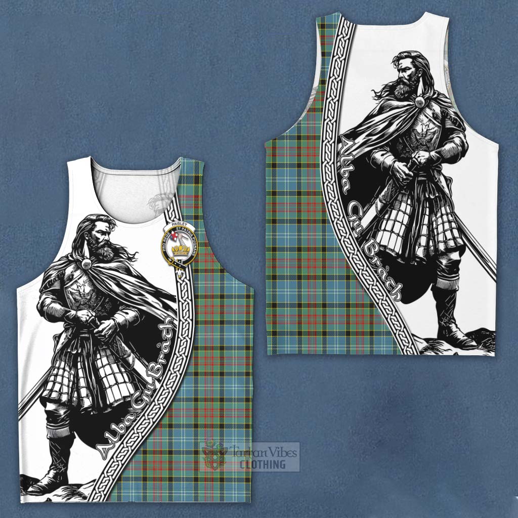 Tartan Vibes Clothing Paisley Tartan Clan Crest Men's Tank Top with Highlander Warrior Celtic Style