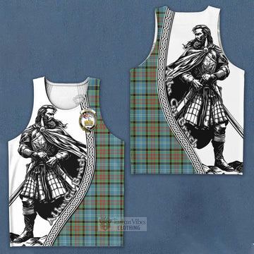 Paisley Tartan Clan Crest Men's Tank Top with Highlander Warrior Celtic Style