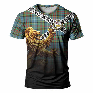 Paisley Crest Tartan T-Shirt with Golden Lion Emblem Celtic Style Kid's Shirt - Tartan Vibes Clothing