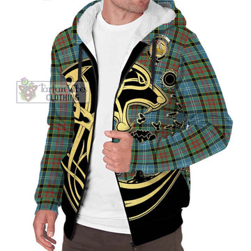 Paisley Tartan Sherpa Hoodie with Family Crest Celtic Wolf Style