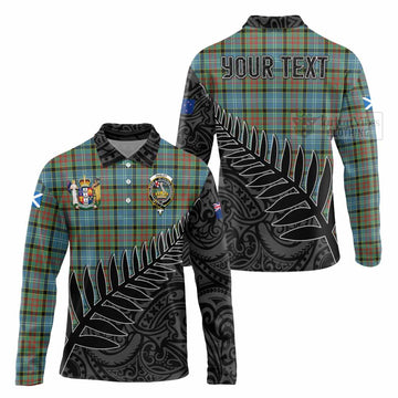 Paisley Crest Tartan Long Sleeve Polo Shirt with New Zealand Silver Fern Half Style