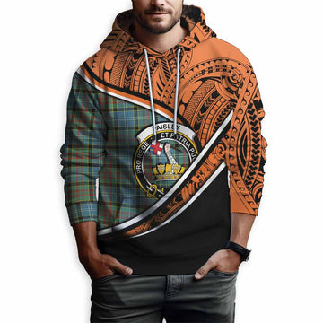 Paisley Crest Tartan Hoodie with Polynesian Vibes Style - Orange Version