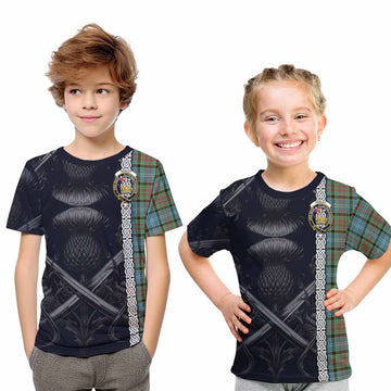 Paisley Tartan Kid T-Shirt with Family Crest Cross Sword Thistle Celtic Vibes