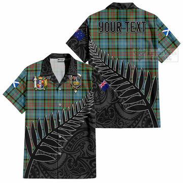 Paisley Crest Tartan Short Sleeve Button Shirt with New Zealand Silver Fern Half Style