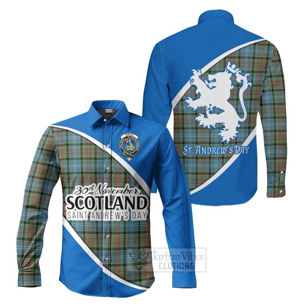 Tartan Vibes Clothing Paisley Family Crest Tartan Long Sleeve Button Shirt Celebrate Saint Andrew's Day in Style