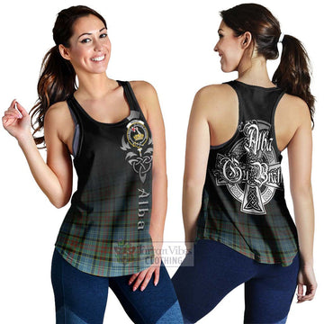 Paisley Tartan Women's Racerback Tanks Featuring Alba Gu Brath Family Crest Celtic Inspired