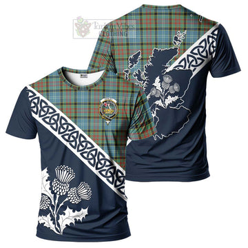 Paisley Tartan T-Shirt Featuring Thistle and Scotland Map